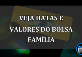 veja datas e valores do bolsa família