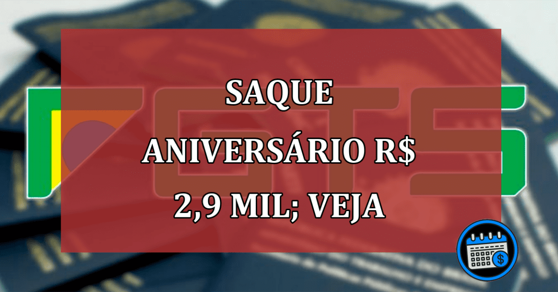 Saque-aniversário R$ 2,9 mil disponibilizados; veja