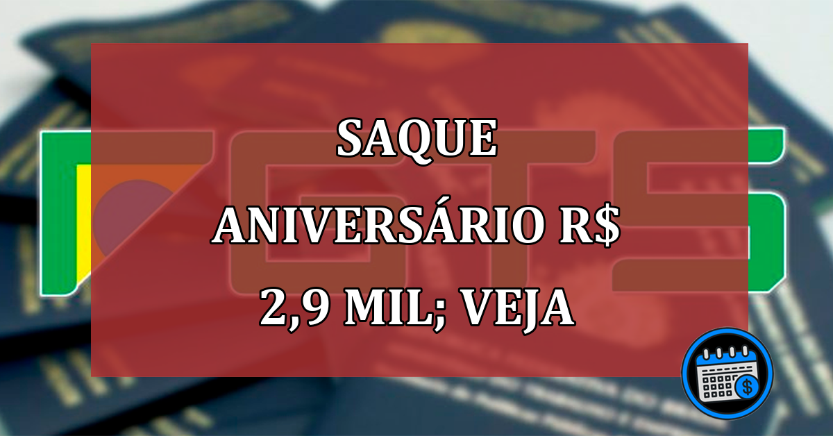 Saque-aniversário R$ 2,9 mil disponibilizados; veja