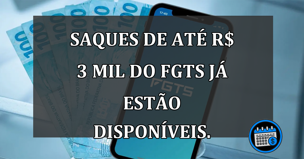 Saques De Até R$ 3 mil Do FGTS Já Estão Disponíveis.